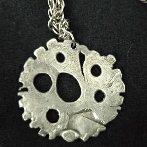 Vintage Brutalist Style Jewelry - Silvertone Unique Piece - Silvertone metal